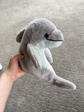 3/$25 Gray & White Plush Dolphin Stuffed Animal with blue eyes